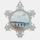 Oahu Hawaii Tropical Beach Tin Sneeuwvlok Ornament (Voorkant)