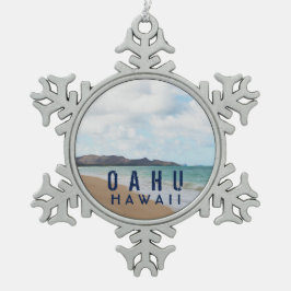 Oahu Hawaii Tropical Beach Tin Sneeuwvlok Ornament