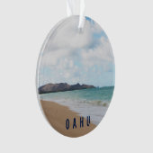 Oahu Hawaii Tropisch strand 2 Foto en tekst Ornament (voorkant)