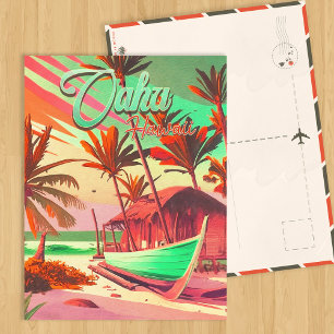 Oahu Hawaii tropische zonnepalmboom jaren 60 Briefkaart