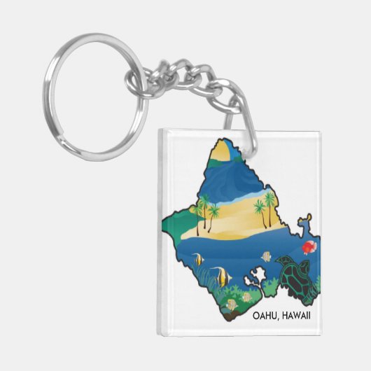 Oahu Hawaii Turtle Sleutelhanger (Voorkant Links)