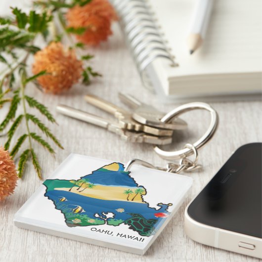 Oahu Hawaii Turtle Sleutelhanger (Voorkant Rechts)