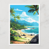 Oahu Hawaii USA Art vintage reisillustratie Briefkaart (Voorkant)
