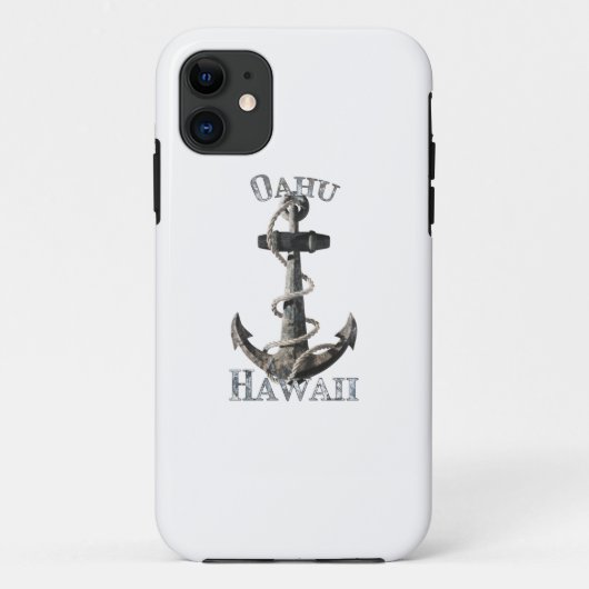 Oahu Hawaii Vacation Nautical Anchor Sailing Case-Mate iPhone Case (Achterkant)