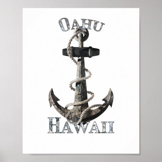 Oahu Hawaii Vacation Nautical Anchor Sailing Poster (Voorkant)