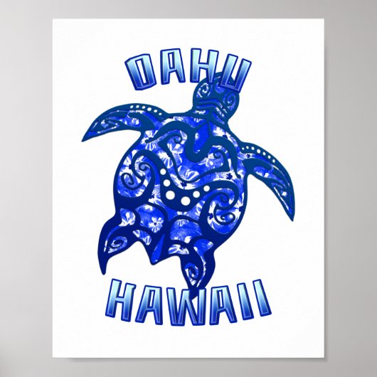 Oahu Hawaii Vacation Tribal Turtle Poster (Voorkant)