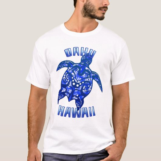 Oahu Hawaii Vacation Tribal Turtle T-shirt (Voorkant)