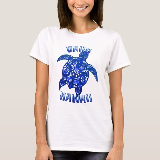 Oahu Hawaii Vacation Tribal Turtle T-shirt (Voorkant)