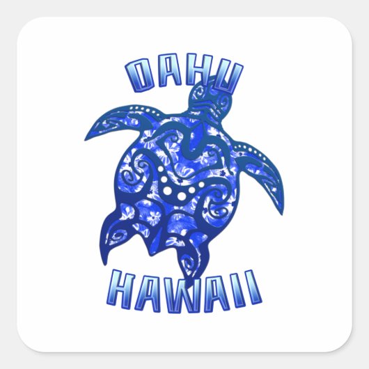 Oahu Hawaii Vacation Tribal Turtle Vierkante Sticker (Voorkant)