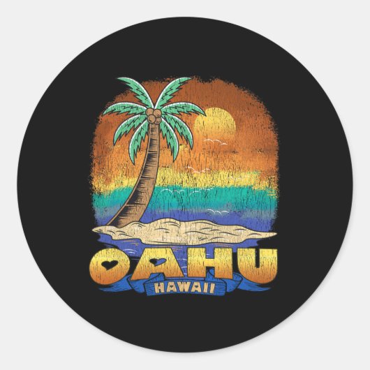 Oahu Hawaii Vintage verontrustend souvenir Ronde Sticker (Voorkant)