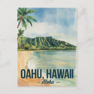 Oahu Hawaii Waterverf schilderij reizen Briefkaart