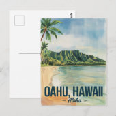 Oahu Hawaii Waterverf schilderij reizen Briefkaart (Voorkant / Achterkant)