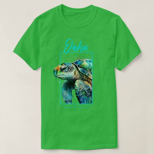 Oahu Hawaii Waterverf Zee Schildpad Portret T-shirt (Design voorkant)