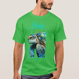 Oahu Hawaii Waterverf Zee Schildpad Portret T-shirt