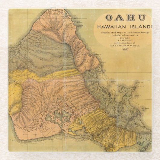 Oahu, Hawaiiaanse eilanden Glazen Onderzetter (Voorkant)
