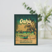 Oahu Island Hawaii Retro Palm Trees 60s Souvenirs Briefkaart (Staand voorkant)