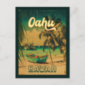 Oahu Island Hawaii Retro Palm Trees 60s Souvenirs Briefkaart (Voorkant)