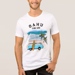 Oahu Kamaʻaina Blauwe Vintage Van Surfplank Golven Tri-Blend Shirt