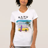 Oahu Kamaʻaina Gele Vintage Van Surfplank T-shirt (Voorkant)