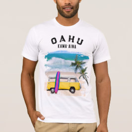 Oahu Kamaʻaina Gele Vintage Van Surfplank T-shirt