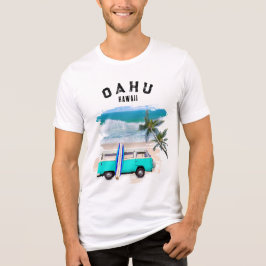 Oahu Kamaʻaina Turquoise Vintage Van Surfplank Tri-Blend Shirt