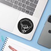 Oahu - Practice Aloha Shaka (Hang los) Sticker (Laptop met iPhone)