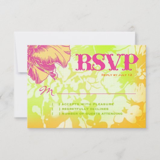 OAHU RSVP Floral Linen Paper Kaartje (Voorkant)