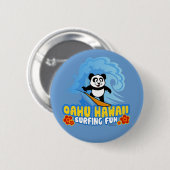 Oahu Surfing Panda Ronde Button 5,7 Cm (Voorkant /achterkant)