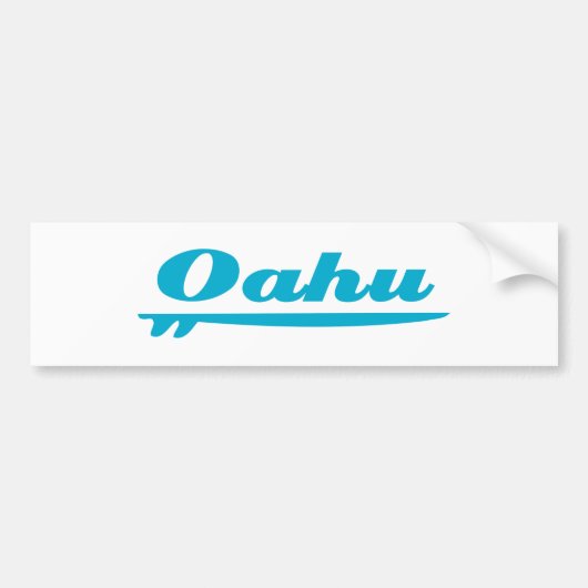 Oahu surfplanblauw bumpersticker (Voorkant)