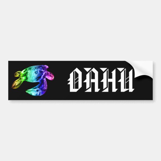 OAHU - Tribal Honu Rainbow Bumpersticker (Voorkant)