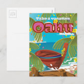 Oahu Vakantie reisposter Feestdagenkaart (Voorkant / Achterkant)