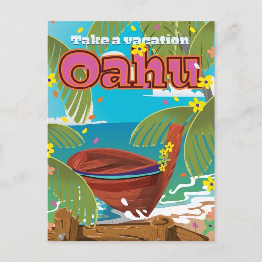 Oahu Vakantie reisposter Feestdagenkaart (Voorkant)