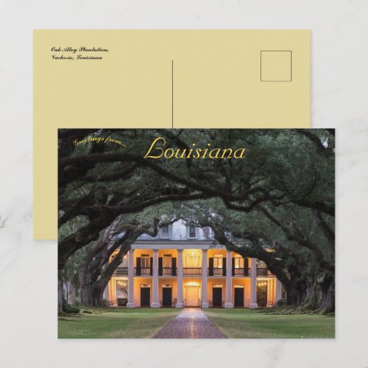 Oak Alley Plantation Vacherie Louisiana Briefkaart (Voorkant / Achterkant)