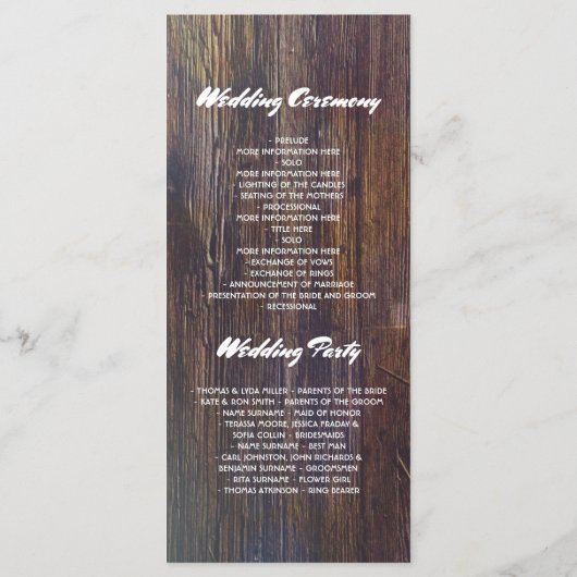 Oak Barrel Rustieke Barn Baby's ademprogramma's Programmakaart (Achterkant)