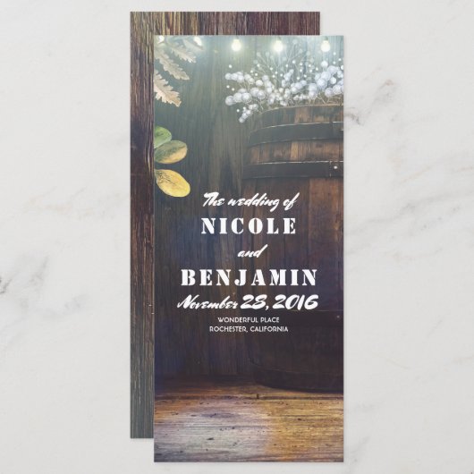 Oak Barrel Rustieke Barn Baby's ademprogramma's Programmakaart (Voorkant / Achterkant)