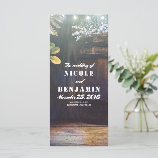 Oak Barrel Rustieke Barn Baby's ademprogramma's Programmakaart (Staand voorkant)