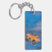 Oak-blad op rots in Rosseau Sleutelhanger (Voorkant Links)