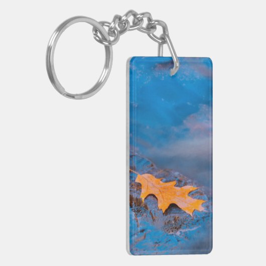 Oak-blad op rots in Rosseau Sleutelhanger (Voorkant Links)