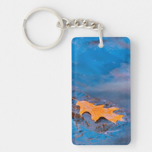 Oak-blad op rots in Rosseau Sleutelhanger (Voorkant)