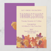 Oak-bladeren en -eikenhouten Thanksgiving in Paars Aankondiging (Voorkant / Achterkant)