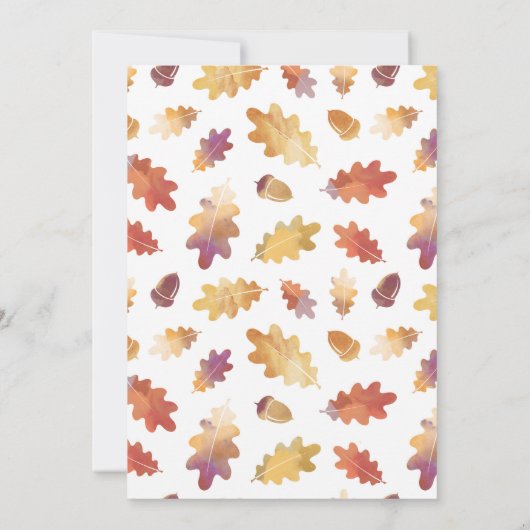 Oak-bladeren en -eikenhouten Thanksgiving in Paars Aankondiging (Achterkant)