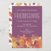 Oak-bladeren en -eikenhouten Thanksgiving in Paars Aankondiging (Voorkant / Achterkant)