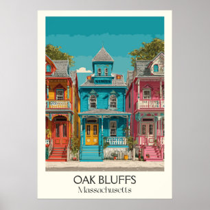 Oak Bluffs MA Gingerbread Cottages Art Poster