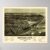 Oak Bluffs, MA Panoramic Map - 1890 Poster (Voorkant)