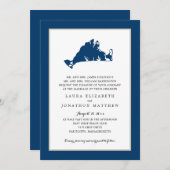 Oak Bluffs Marthas Vineyard Blue Map Wedding Invit Kaart (Voorkant / Achterkant)