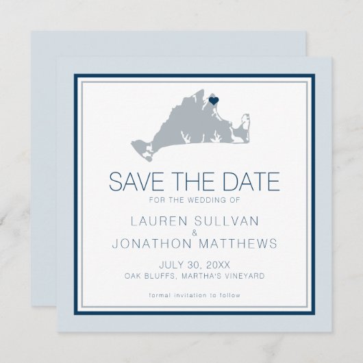 Oak Bluffs Martha's Vineyard Map Save the Date (Voorkant / Achterkant)
