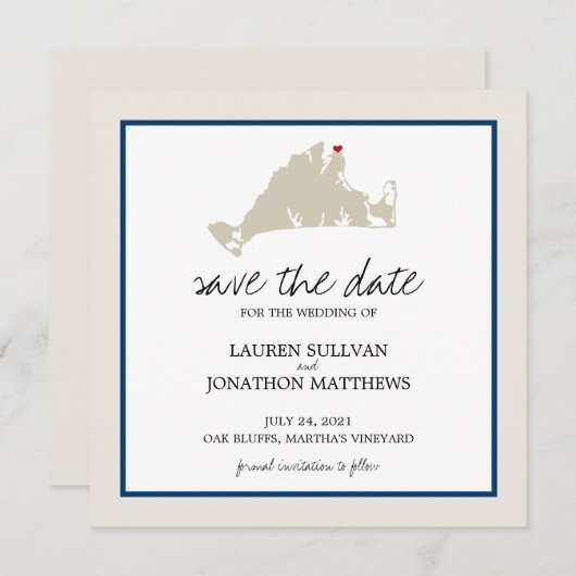 Oak Bluffs Martha's wijntuin | Datum opslaan Save The Date (Voorkant / Achterkant)