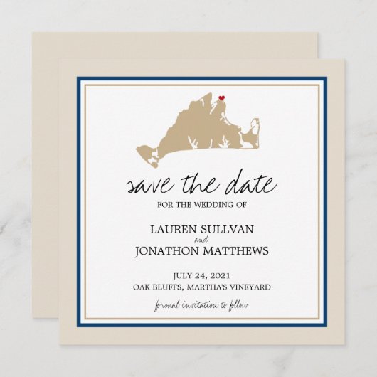 Oak Bluffs Martha's wijntuin | Datum opslaan Save The Date (Voorkant / Achterkant)