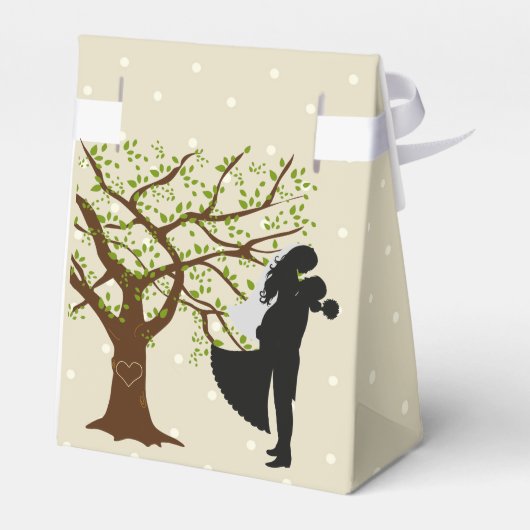 Oak Boom Bride en Groom Favor Tent Box Bedankdoosjes (Achterkant)