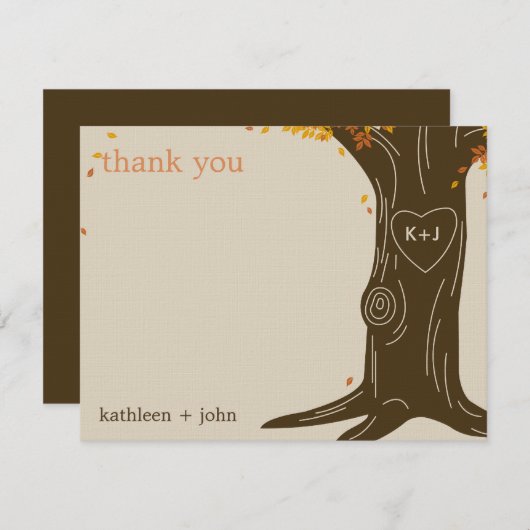 Oak Boom Fall Weddenschap Hartelijk dank Notitiekaartje (Voorkant / Achterkant)